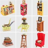 Wooden DIY Miniature Dollhouse Kit with Furniture and Accessories, Sam’s Study