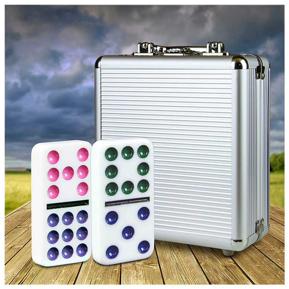 Mexican Train Dominoes Double 12 Dominoes Set 91 Tiles with Aluminum Case