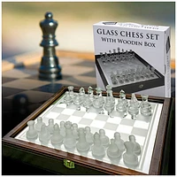 Chess Glass Wood Case 35 Cm