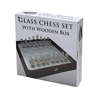 Chess Glass Wood Case 35 Cm