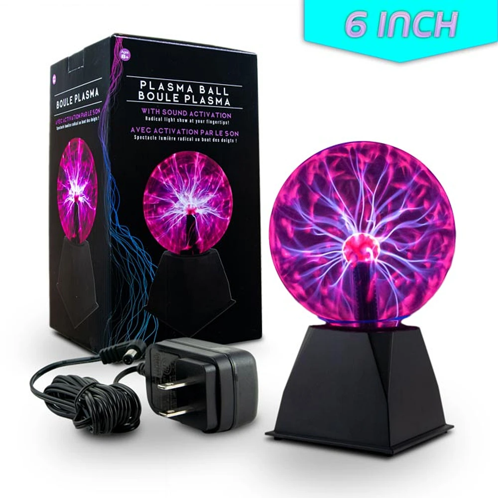 Purple Plasma Ball Touch and Sound Sensitive Globe 6 Inch