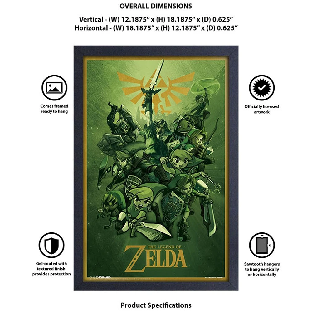 The Legend Of Zelda Links 11″ x 19″ Framed Wall Art