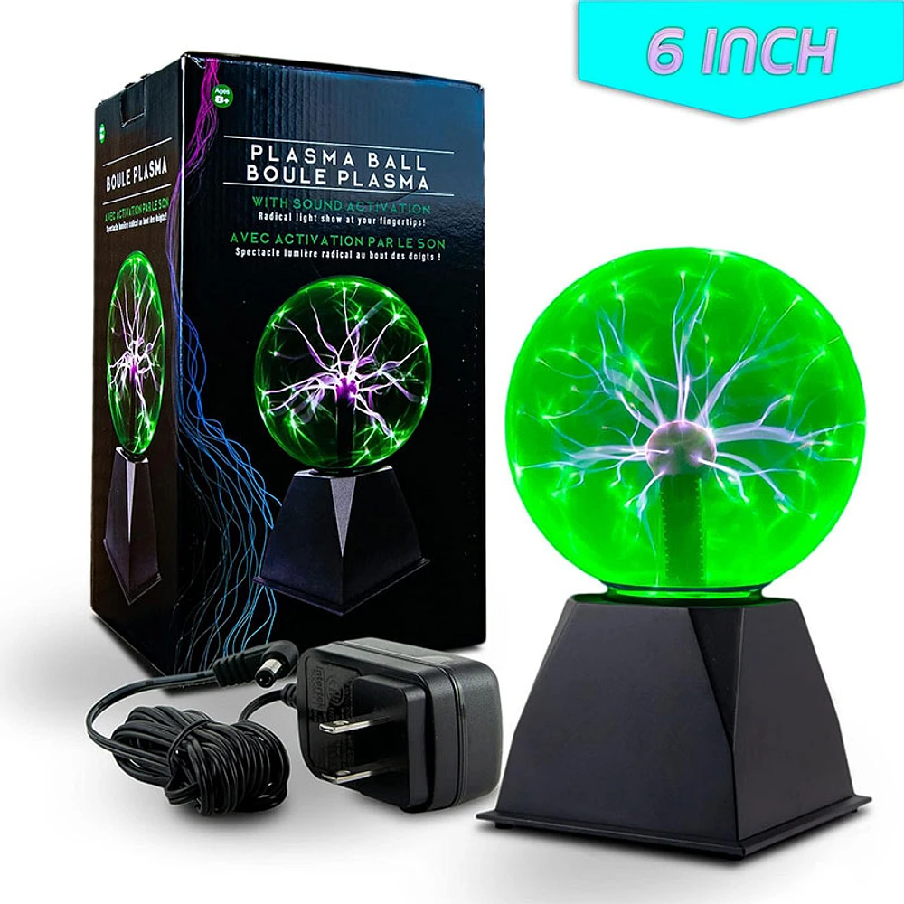 Green Plasma Ball Touch and Sound Sensitive Lamp Light 6 Inch