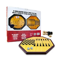 4 in 1 Wooden Crokinole Set With Playing Cards