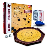 4 in 1 Wooden Crokinole Set With Playing Cards