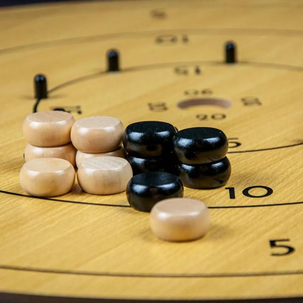 4 in 1 Wooden Crokinole Set With Playing Cards