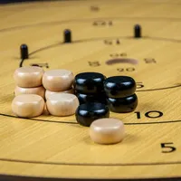 4 in 1 Wooden Crokinole Set With Playing Cards