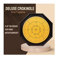 4 in 1 Wooden Crokinole Set With Playing Cards