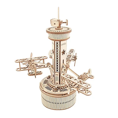 3D Wooden Puzzle – Airplane Control Tower Music Box