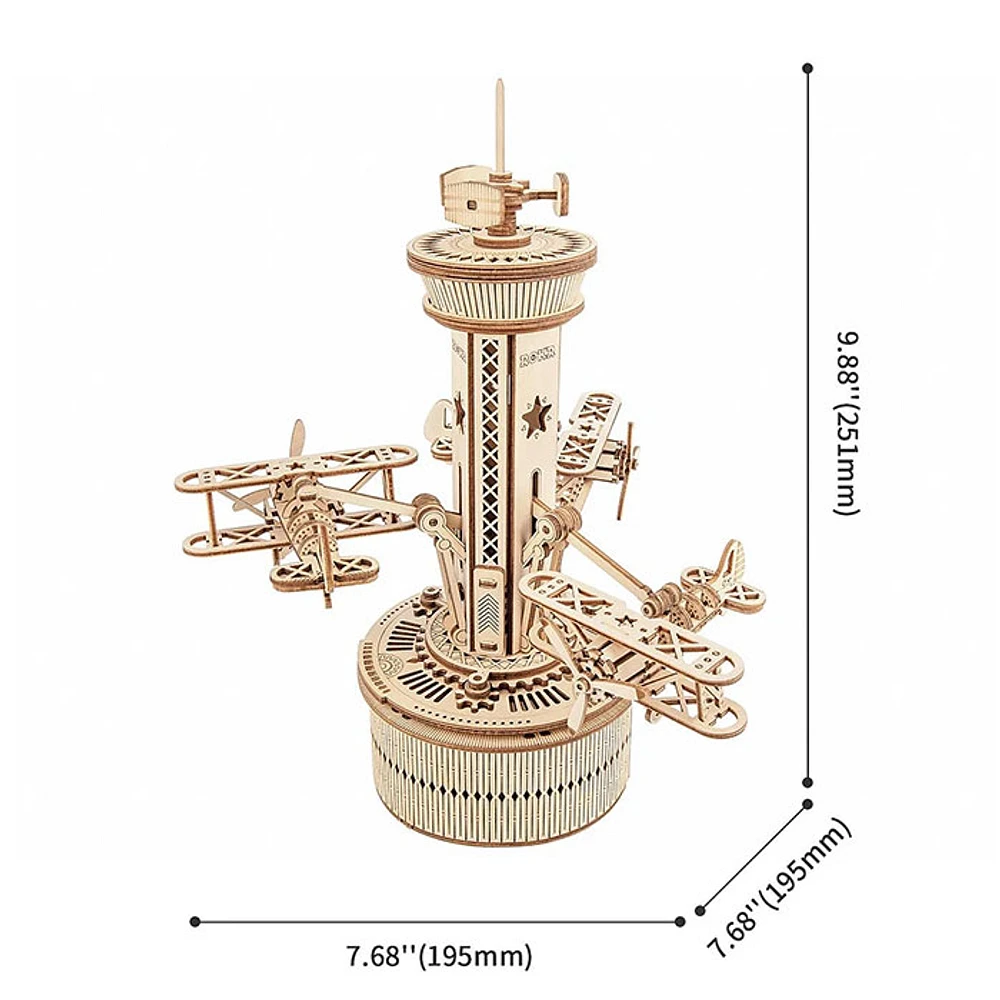 3D Wooden Puzzle – Airplane Control Tower Music Box