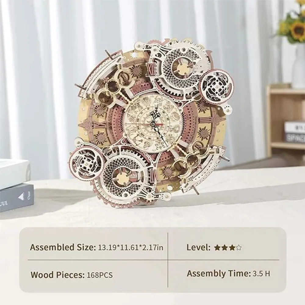 3D Wooden Puzzle Zodiac Wall Clock