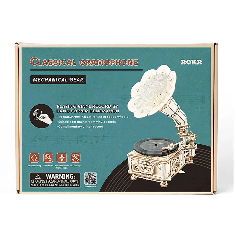 3D Wooden Puzzle – Black Gum Gramophone