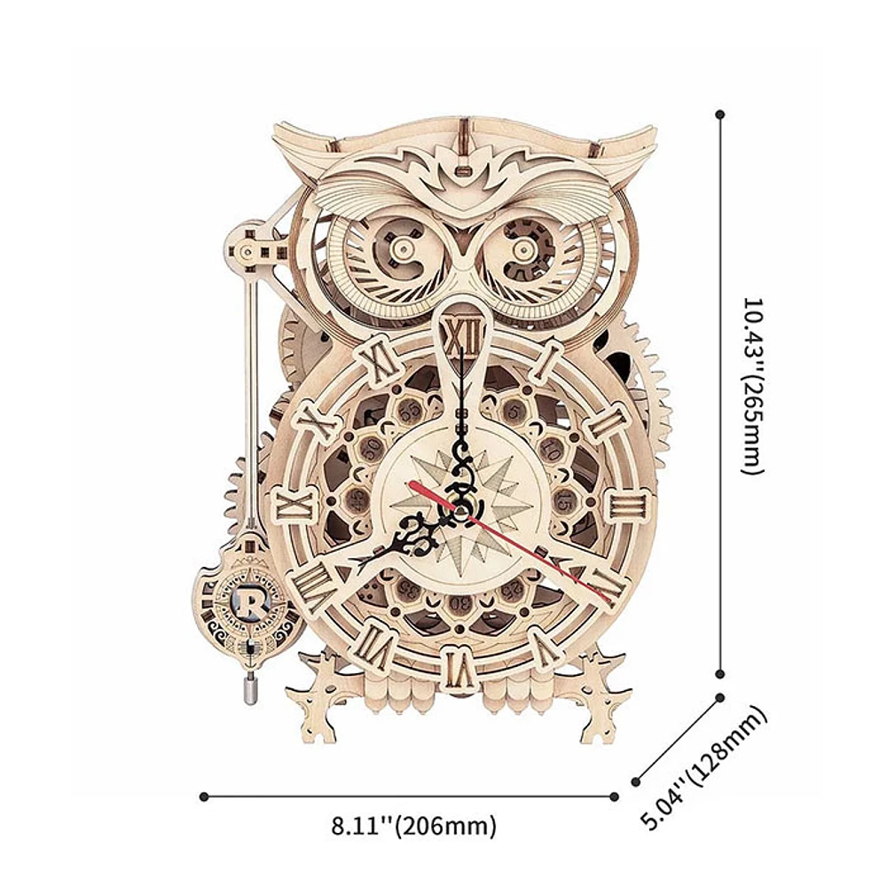 3D Wooden Puzzle Owl Clock