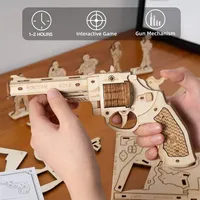 3D Wooden Puzzle Toy Gun Rubber Band Corsac M60 Model