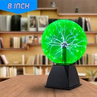 Green Plasma Ball Touch and Sound Sensitive Globe 8 Inch