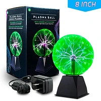 Green Plasma Ball Touch and Sound Sensitive Globe 8 Inch