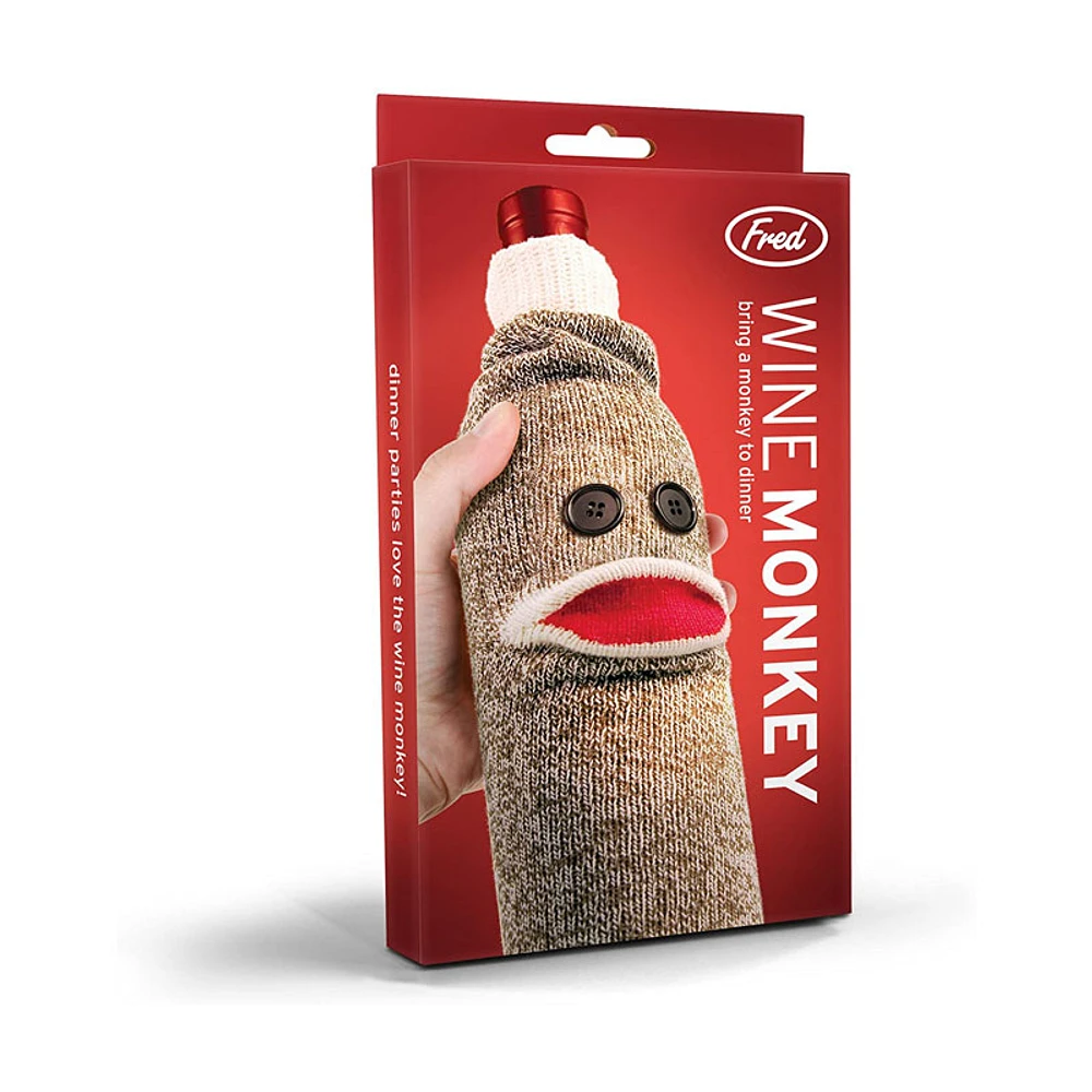 Genuine Fred WINE MONKEY Sock Monkey Bottle Caddy