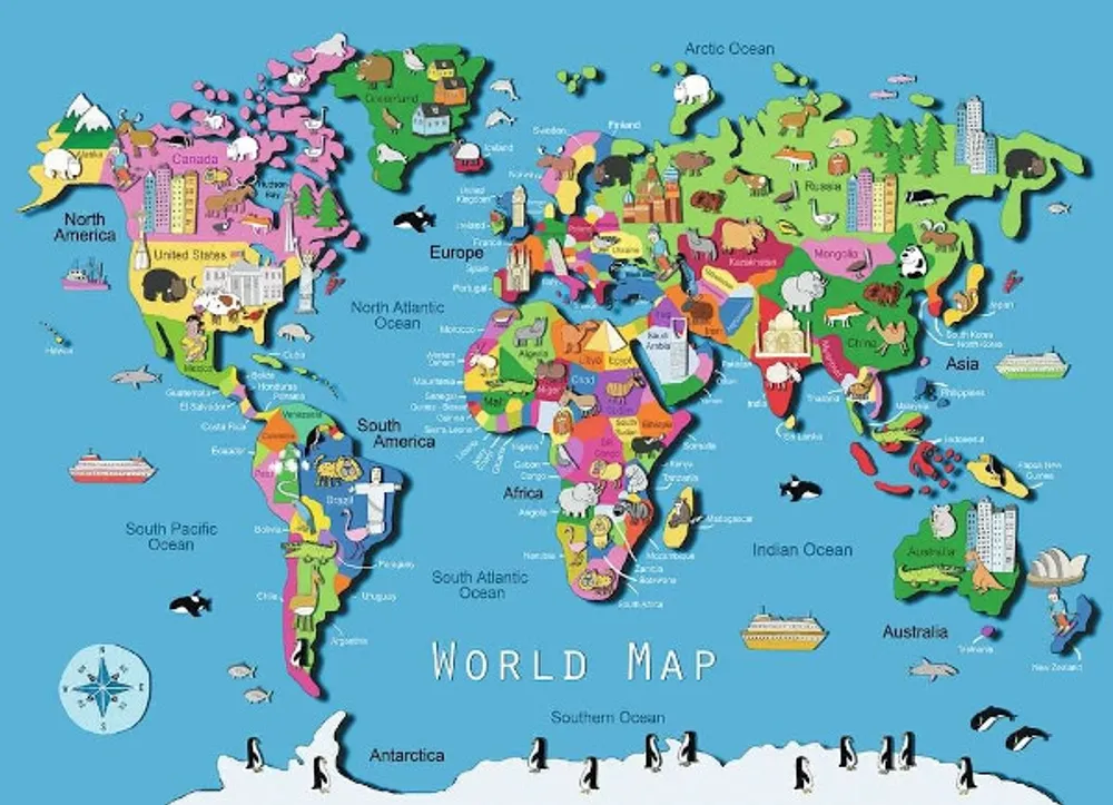 World Map Jigsaw Puzzle 60 pcs