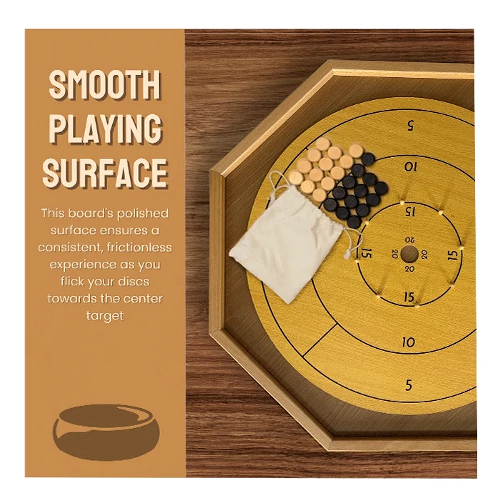 Crokinole 2 in 1 Natural Wood Color