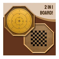 Crokinole 2 in 1 Natural Wood Color