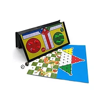 TradeOpia 3-in-1 Snakes and Ladders, Classic Ludo and Chinese Checkers 12.6″ Family Games Set