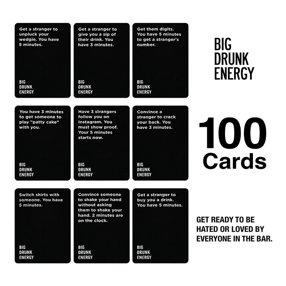 Big Drunk Energy Black from The Makers of Do or Drink Your New Favorite bar Game