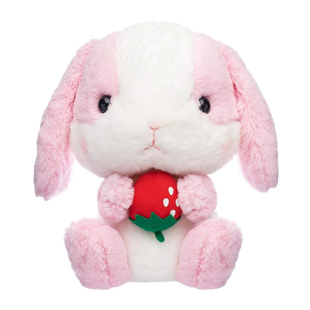 Mind Games Amuse Bunny Milk-chan Pink Holding a Strawberry Plush