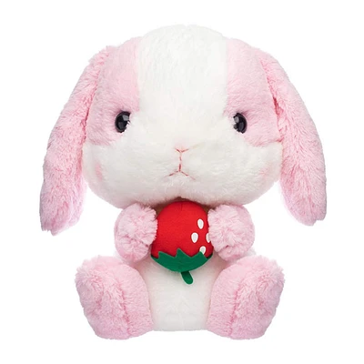 Amuse Bunny Milk-chan Pink Holding a Strawberry Plush