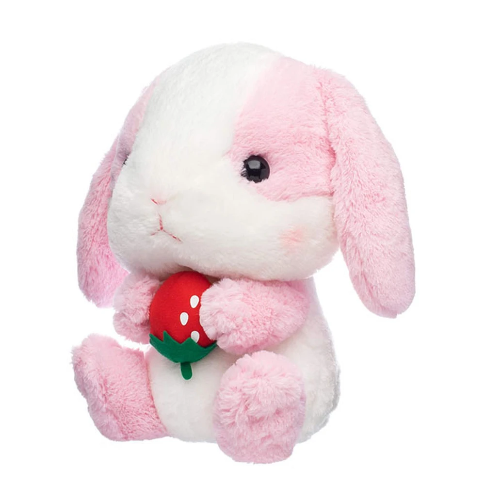 Amuse Bunny Milk-chan Pink Holding a Strawberry Plush