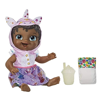 Hasbro Baby Alive Tinycorns Doll, Unicorn, Accessories, Drinks, Wets, Black Hair Toy for Kids