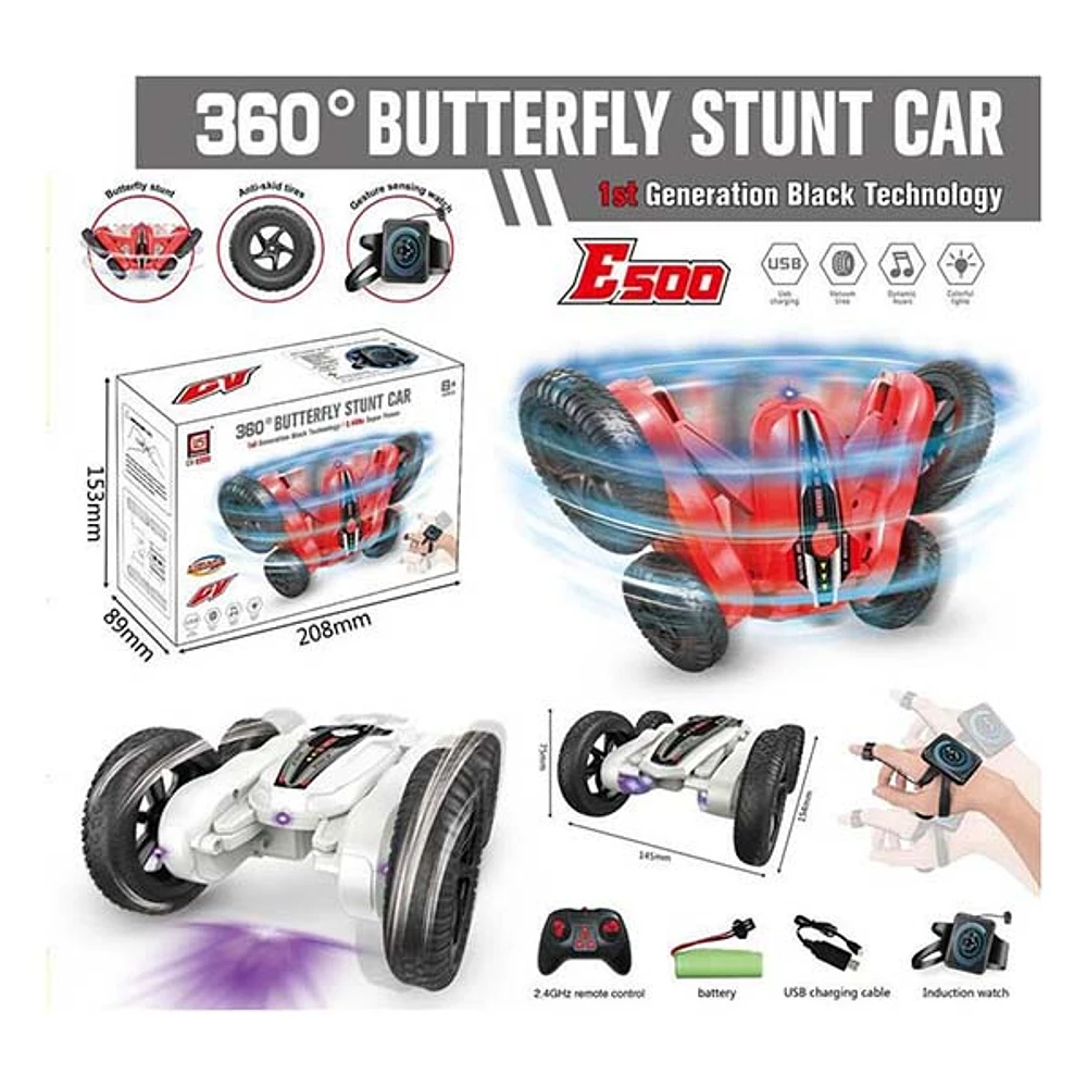 Remote Control – 360 Butterfly Stunt Car White 2.4G