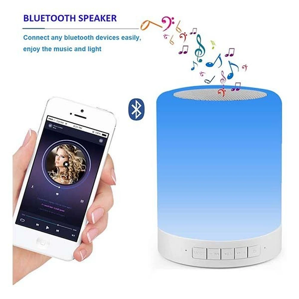 Touch Bedside Lamp Night Light Bluetooth Speaker Rechargeable