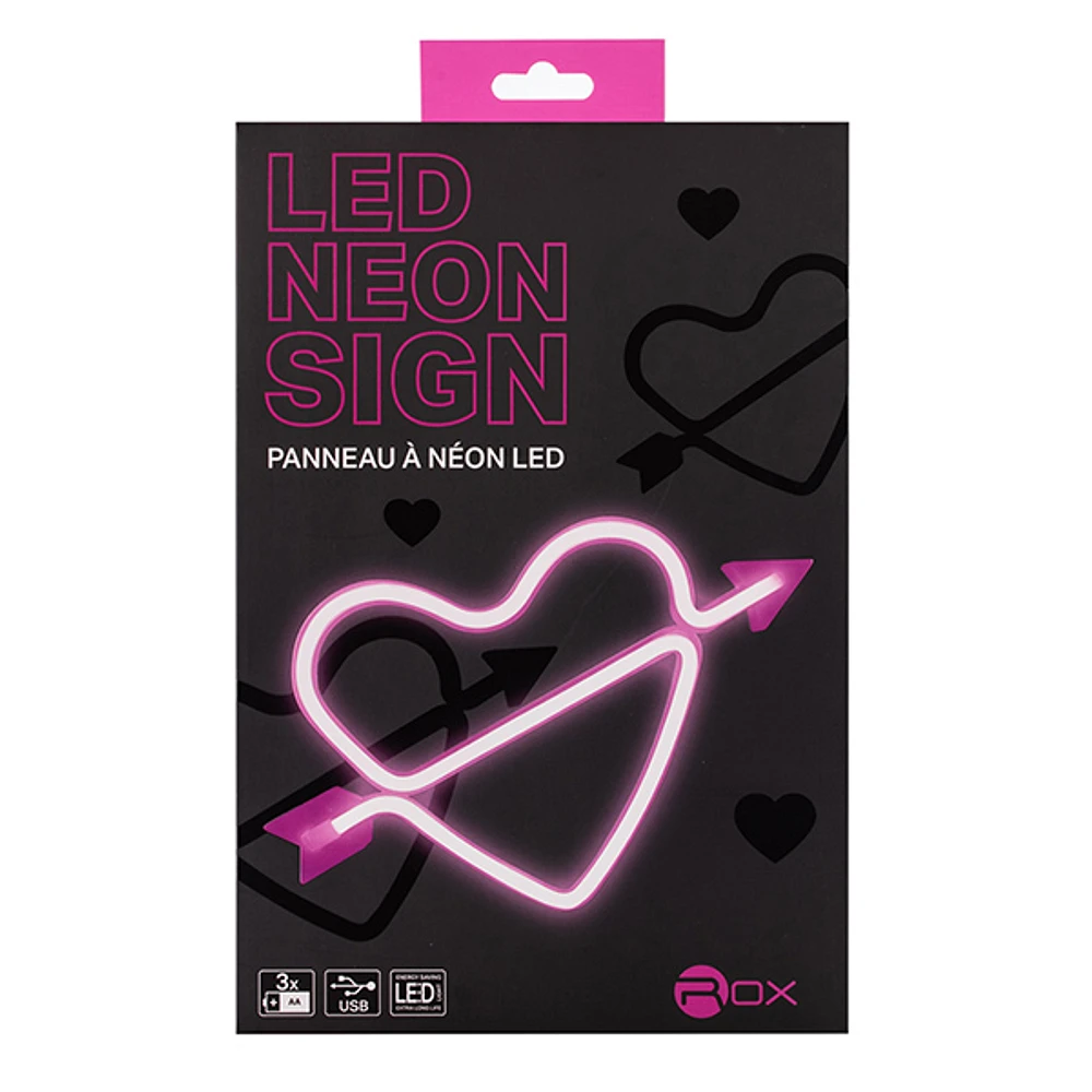 Led neon heart with arrow