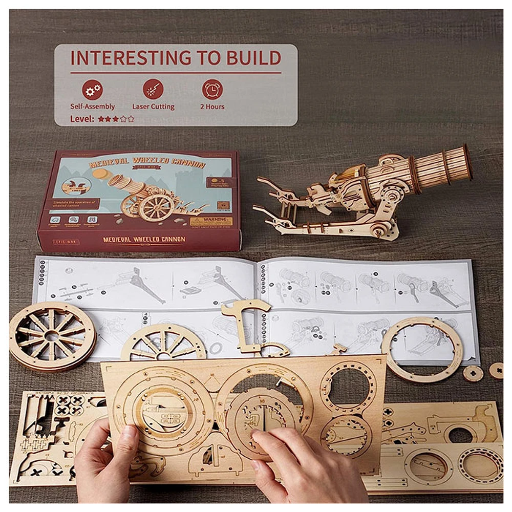 Robotime 3D Wooden Puzzle Medieval Wheel Cannon