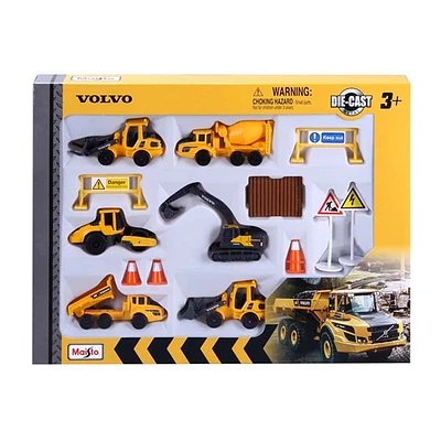 Maisto Die Cast Playset Volvo, 6Pcs Vehicles With Accessories