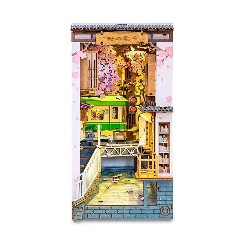 3D Wooden Puzzle House Book Nook Sakura Tram