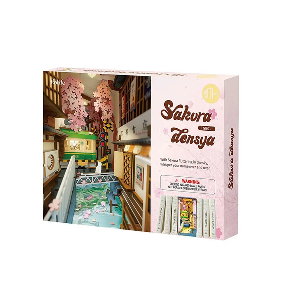 3D Wooden Puzzle House Book Nook Sakura Tram