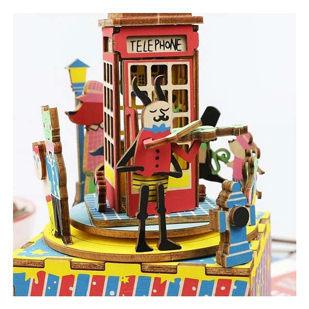 3D Wooden Puzzle PHONE BOOTH MUSIC BOX