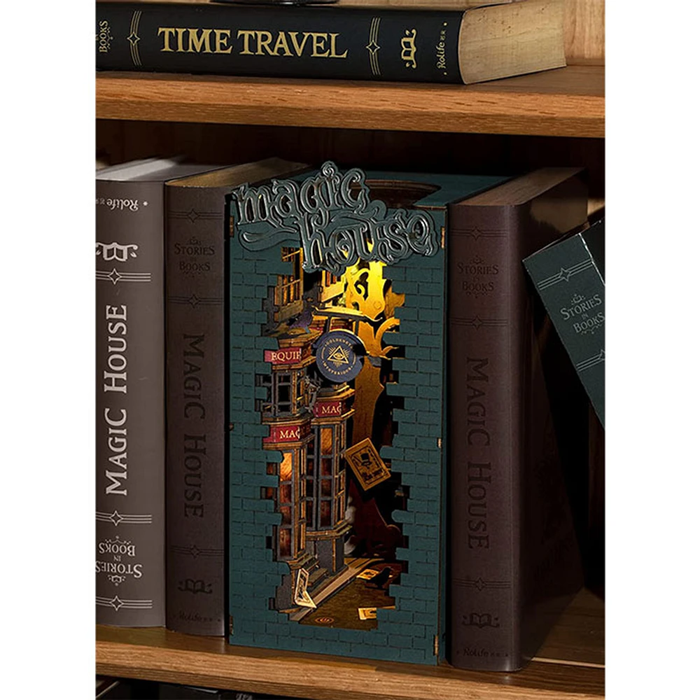 3D Wooden Puzzle Book Nook Magic Time with Display