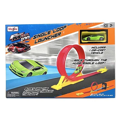 Maisto – Single Loop Launcher – Die Cast Green Lamborghini Racer Car