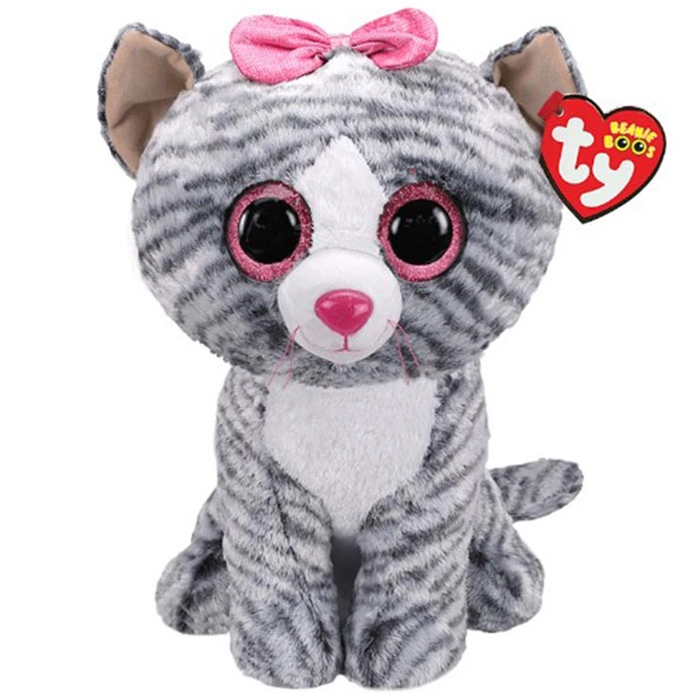 Ty Beanie Boos -Kiki Grey Striped Cat Large Plush