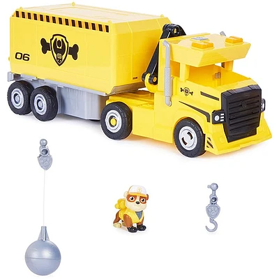 PAW Patrol, Rubble 2 in 1 Transforming X-Treme Truck with Excavator Toy, Crane Toy, Lights and Sounds