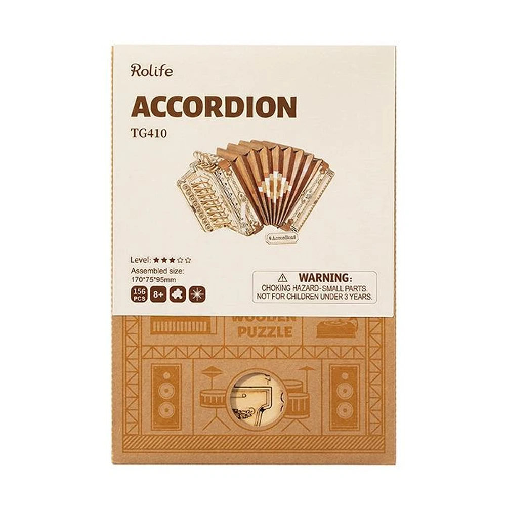 Rolife 3D Wooden Puzzle Accordion Musical DIY Decor