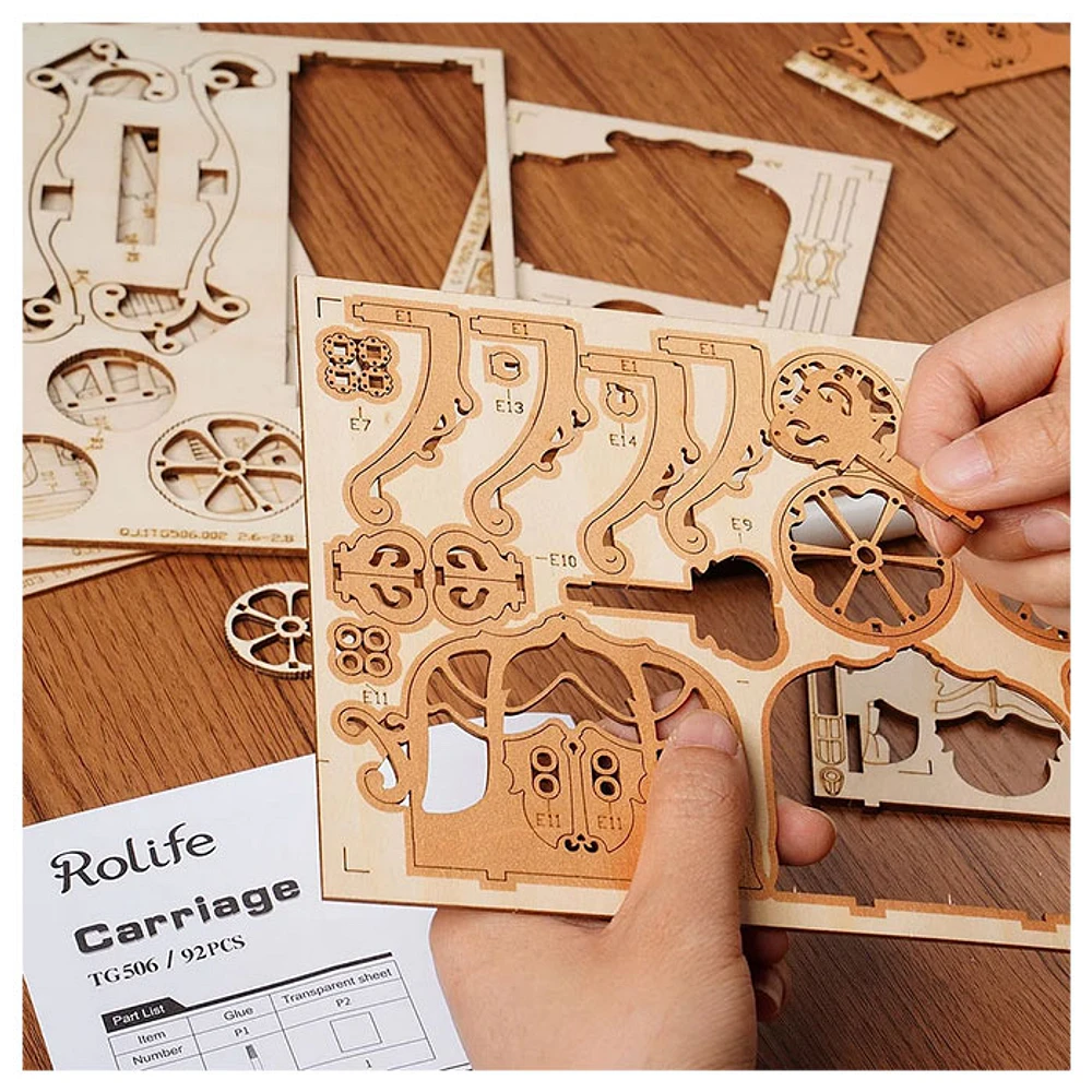 Rolfie 3D Wooden Puzzle Classic Carriage DIY Model Kits Decor