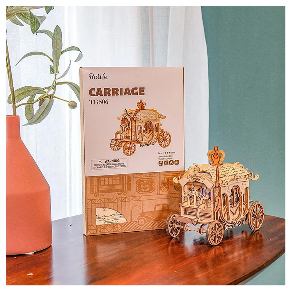 Rolfie 3D Wooden Puzzle Classic Carriage DIY Model Kits Decor