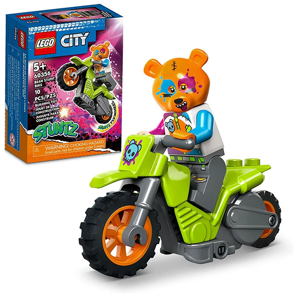 LEGO City Stuntz Bear Stunt Bike, Flywheel-Powered Motorbike Toy to Perform Jumps and Tricks