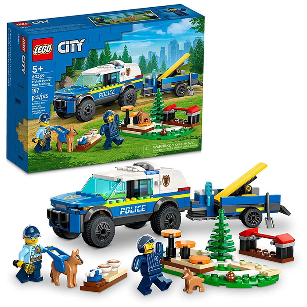 LEGO City Mobile Police Dog Training, SUV Toy Car with Trailer, Obstacle Course and Puppy Figures