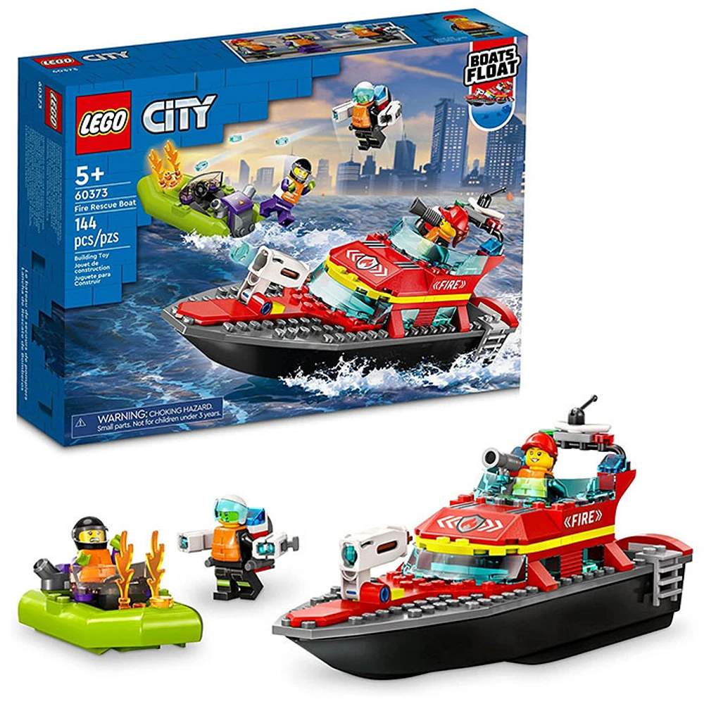 LEGO City Fire Rescue Boat, Toy Floats on Water, with Jetpack, Dinghy and 3 Minifigures