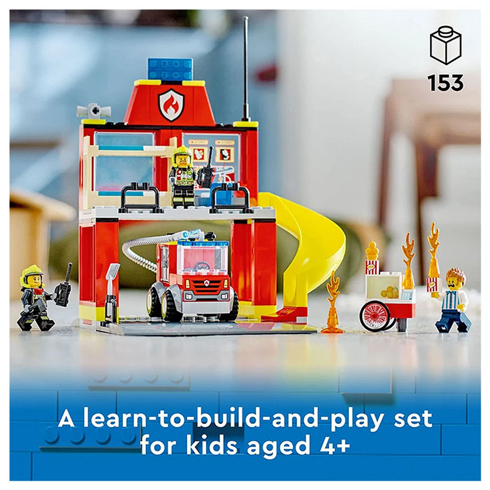 LEGO City Fire Station and Fire Engine, Learning Toys with Firefighter Minifigures Emergency Vehicle