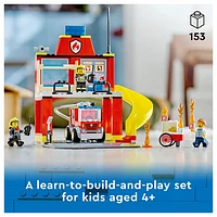 LEGO City Fire Station and Fire Engine, Learning Toys with Firefighter Minifigures Emergency Vehicle